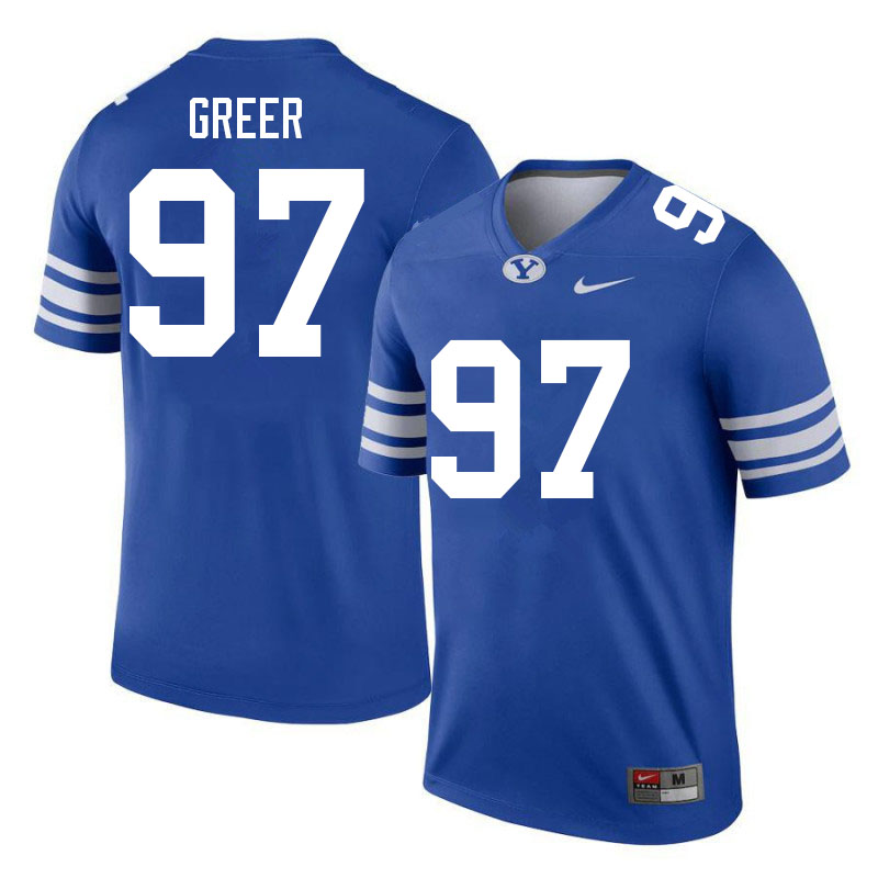 Men #97 Hunter Greer BYU Cougars College Football Jerseys Sale-Royal - Click Image to Close
